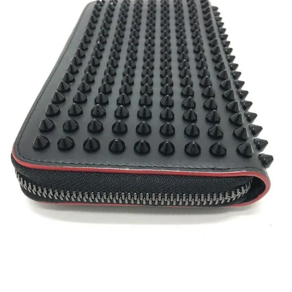 Christian Louboutin Panettone Spike studs Zip Around Long Wallet Leather Black
